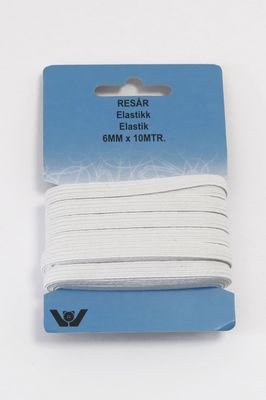 Elastikk - Hvit, 6 mm (10 m)