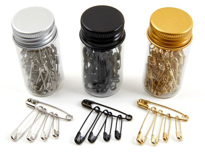 Hovedbilde Sikkerhetsnåler i glassbeholder, ass. str. (50 ...