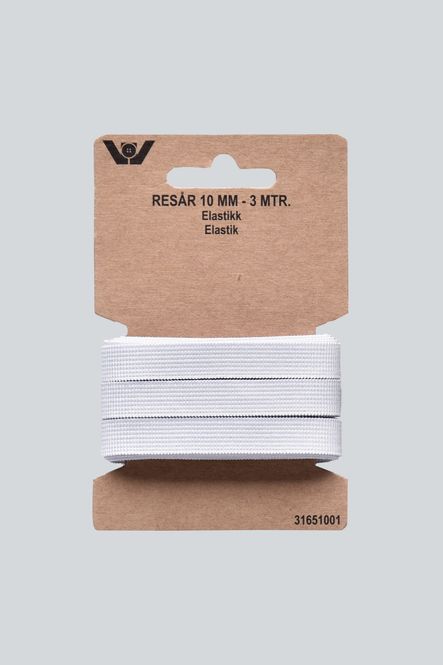 Hovedbilde Elastikk - 10 mm, hvit (3m)