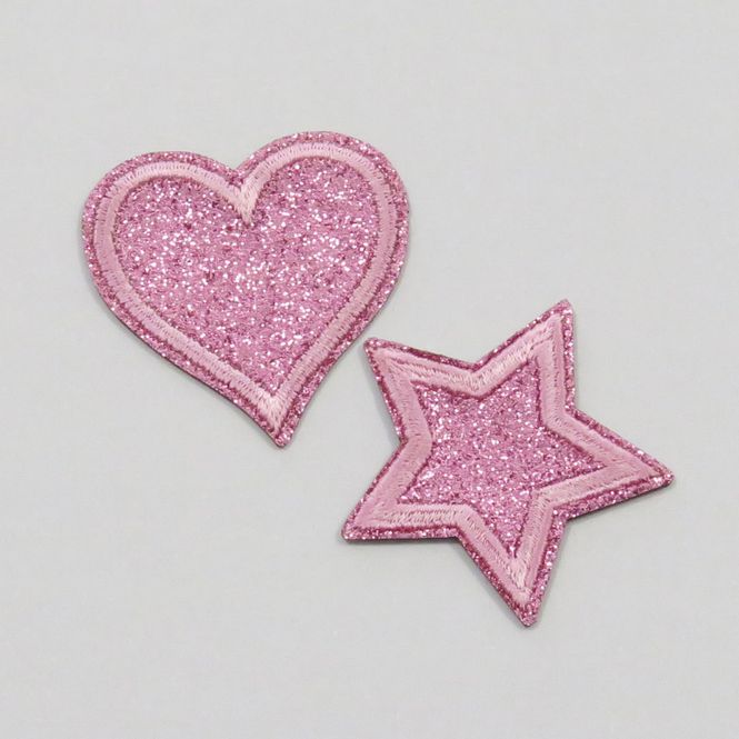 Hovedbilde Motiv - Hjerte/stjerne, Rosa glitter (4,3 x 4,3 ...